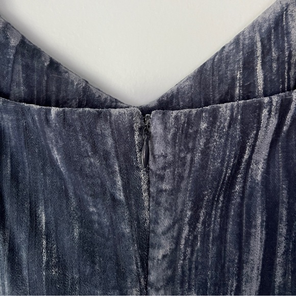Elodie V-Neck Velvet Cami Dress in Blue Slate, Size Large - Picture 4 of 4